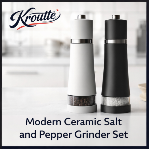 Kroutte™ Modern Ceramic Salt and Pepper Grinder Set