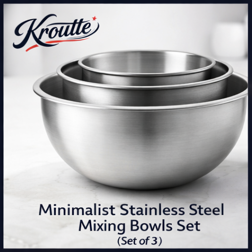 Kroutte™ Minimalist Stainless Steel Mixing Bowls Set (Set of 3)