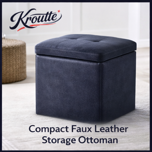 Kroutte™ Compact Faux Leather Storage Ottoman