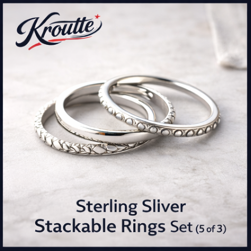 Kroutte™ Sterling Silver Stackable Rings Set (Set of 3)