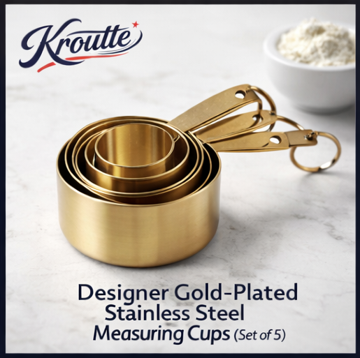 Kroutte™ Designer Gold-Plated Stainless Steel Measuring Cups (Set of 5)